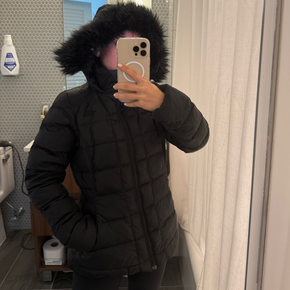 The North Face Women's Black Puffer Jacket with Fur Trim